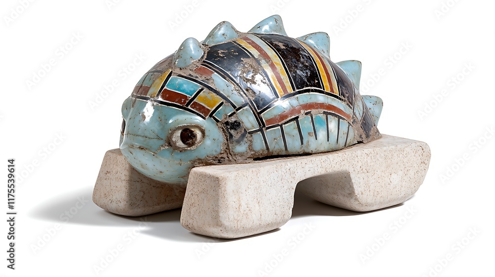 Fototapeta premium Ancient Egyptian Turquoise Fish Sculpture on Stand
