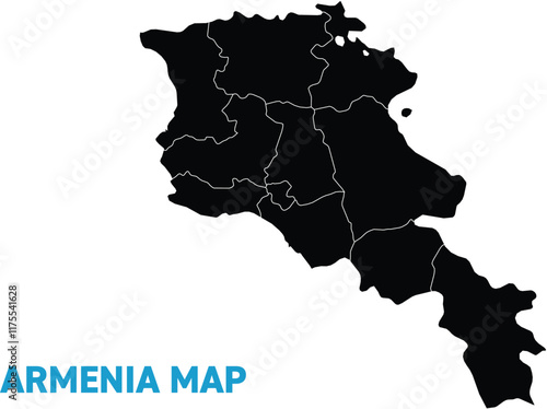 High detailed map of Armenia. Outline map of Armenia. Asia