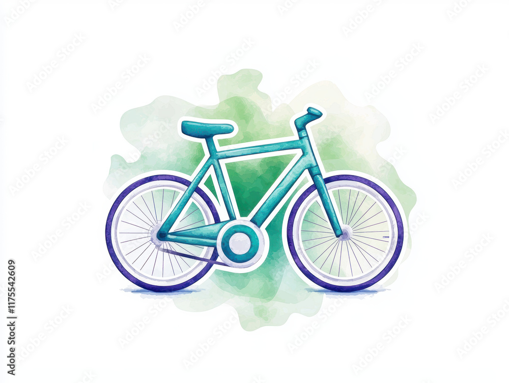 Fototapeta premium vibrant watercolor illustration of bicycle, showcasing its sleek design and colorful details. This artwork captures essence of cycling and outdoor adventure