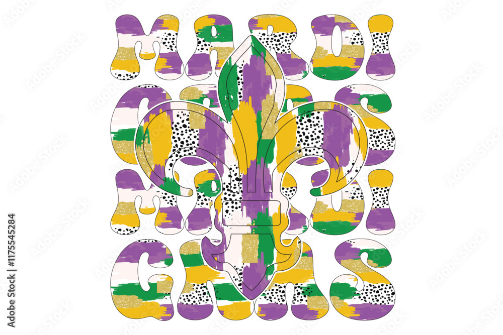 Naklejka premium Fleur De Lis Mardi Gras EPS Sublimation T-shirt Design