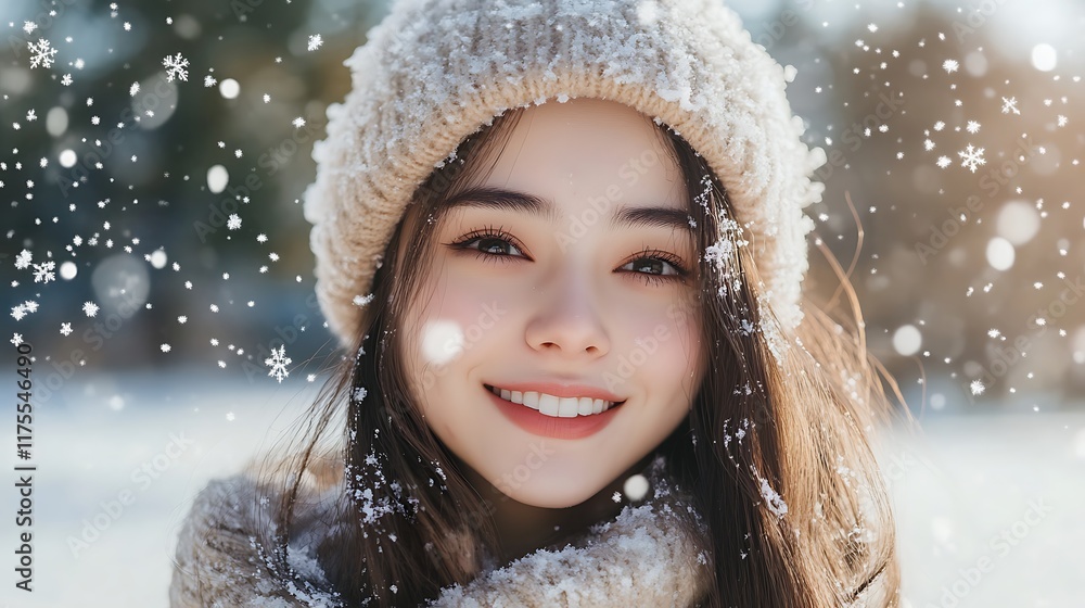 Clear winter sky with soft snowflakes and snowy ground, perfect for adding festive messages in the center Clear winter sky with soft snowflakes and snowy ground, perfect for adding festive messages in the center