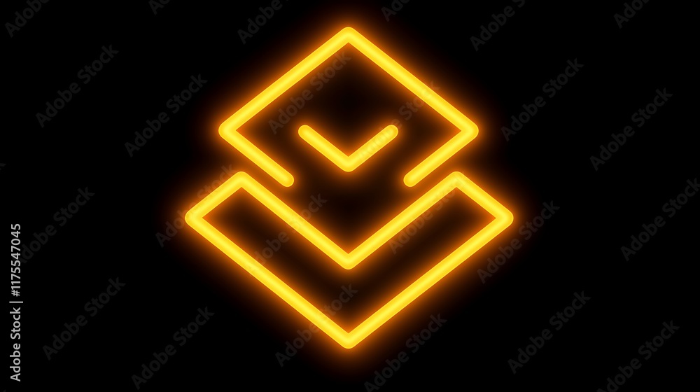Obraz premium Abstract Neon Orange Double Down Arrow Design