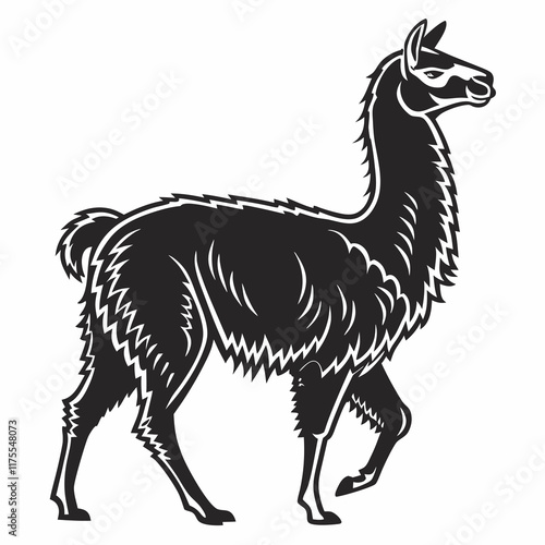 Alpaca vector silhouette black design white background