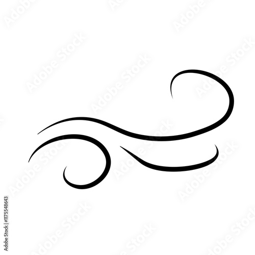 Hand drawn doodle wind motion  air blow  swirl elements
