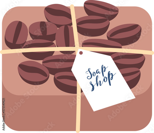 Natural handmade coffee soap vector illustration