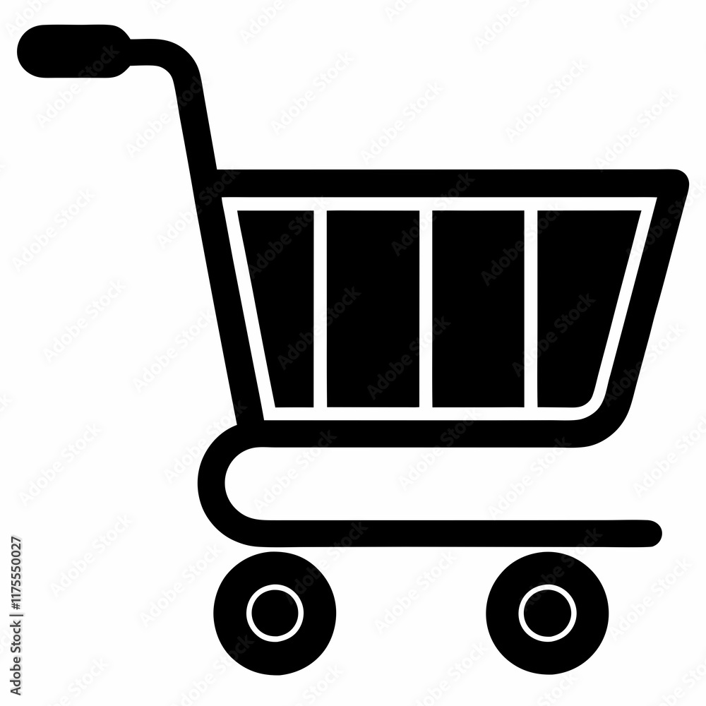 E-Commerce Cart Black Silhouette Vector E-Commerce Cart Black Silhouette Vector