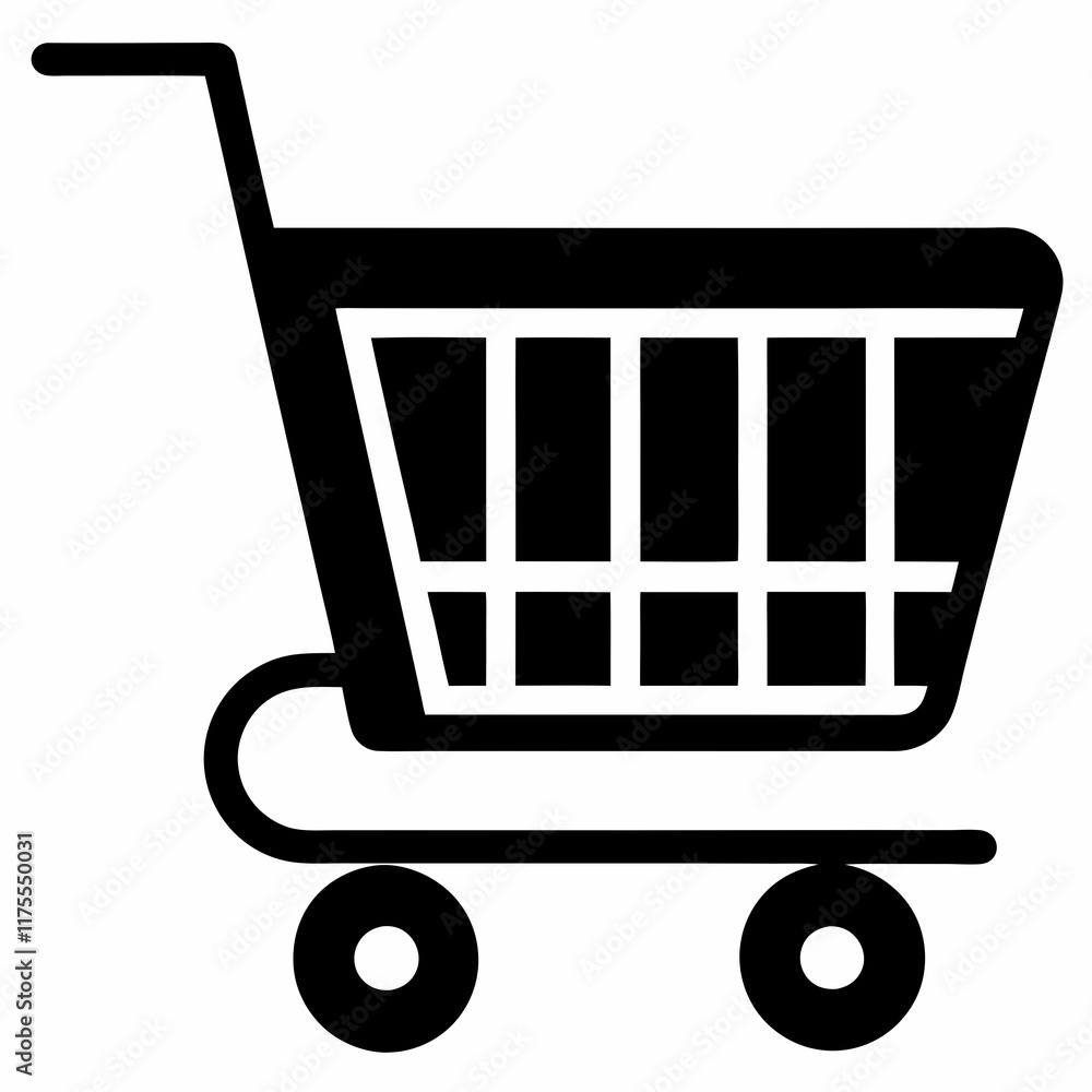 E-Commerce Cart Black Silhouette Vector E-Commerce Cart Black Silhouette Vector