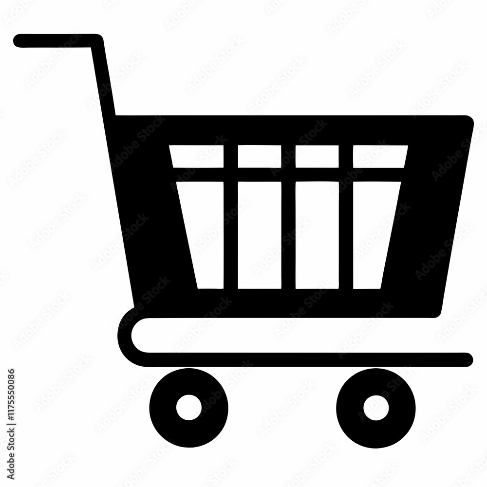 E-Commerce Cart Black Silhouette Vector E-Commerce Cart Black Silhouette Vector