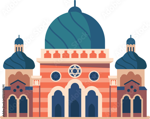Jewish temple religious architecture vector illustration