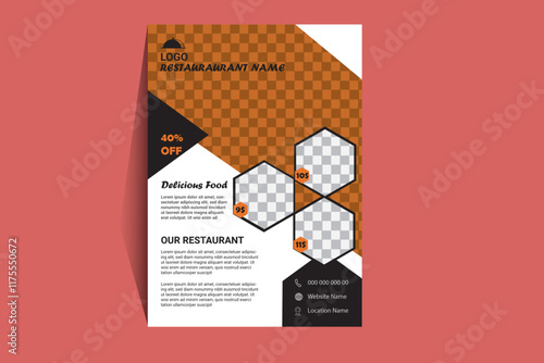 Restaurant flyer design template user interface fast food menu dilicious vector modern layout corporate.   photo