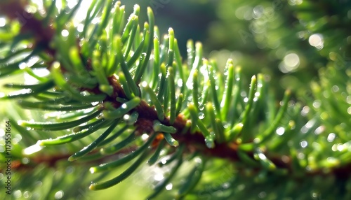 Pine tree needles in sharp focus photo