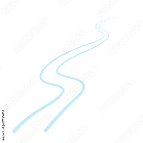 Ski trail turns curves and wobbles  winter cross country ski running track in perspective  ski run in snow vector