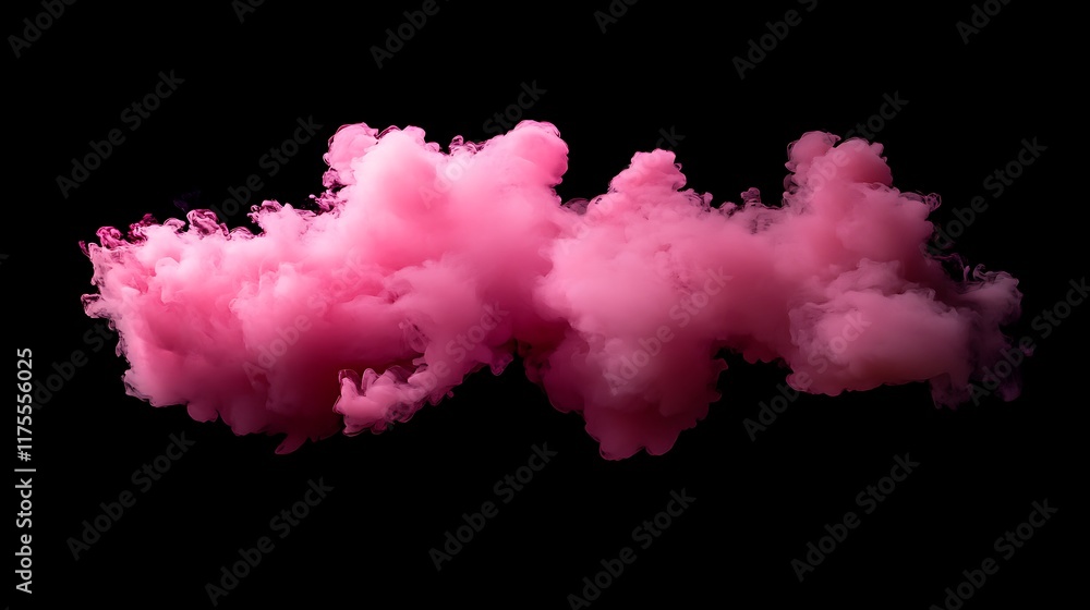 Fototapeta premium Generative illustration of pink magenta pastel smoke cloud in dark space