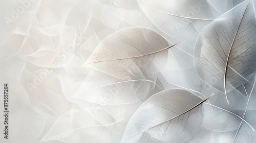 Soft White Leaves on Light Background
