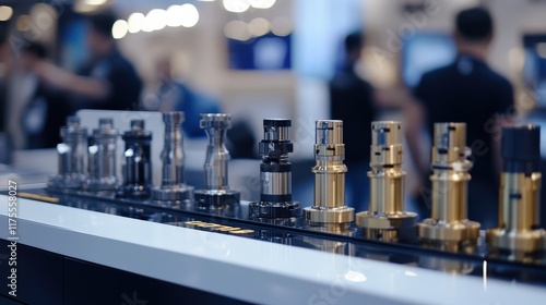 Wallpaper Mural Close-Up Display of Precision Engineering Components Showcasing Various Types of Metal Machining Parts at an Industry Trade Show Event for Manufacturing Professionals Torontodigital.ca