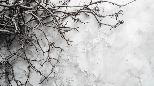 Branches Against Textured White Background