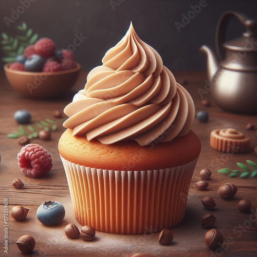 26 Cupcake with Swirly Frosting Rounded shape with a spiral on t photo