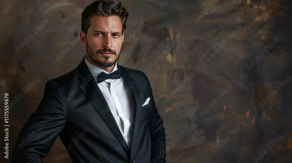Portrait of handsome man in black suit Portrait of handsome man in black suit