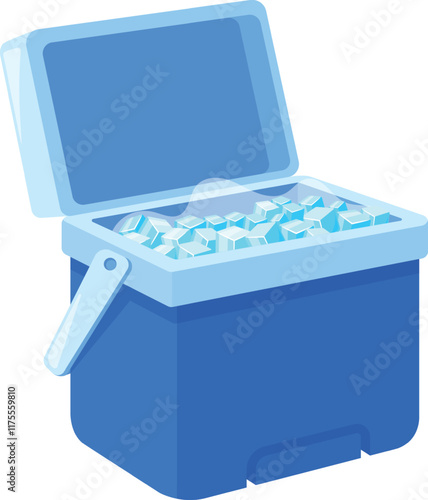 Opened freezer box with ice