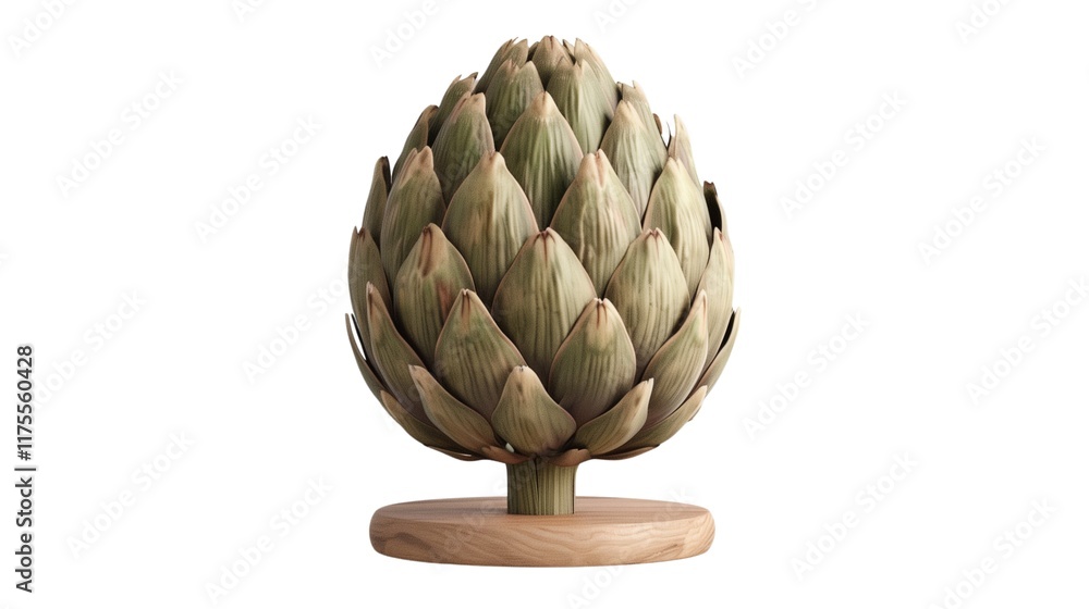 Obraz premium Artichoke Sculpture on Wooden Base 