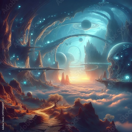 298 Digital art of a fantastical alien landscape Izobrajenie 1 i