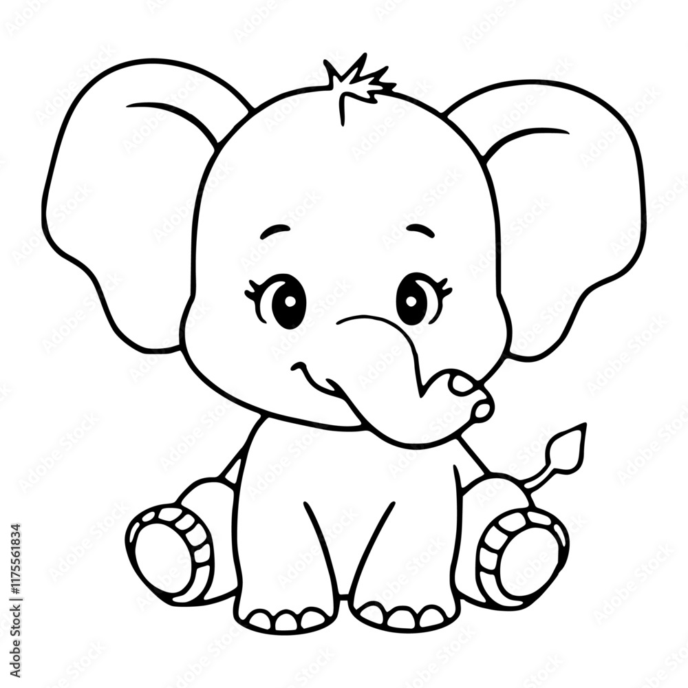 Fototapeta premium Baby elephant line art