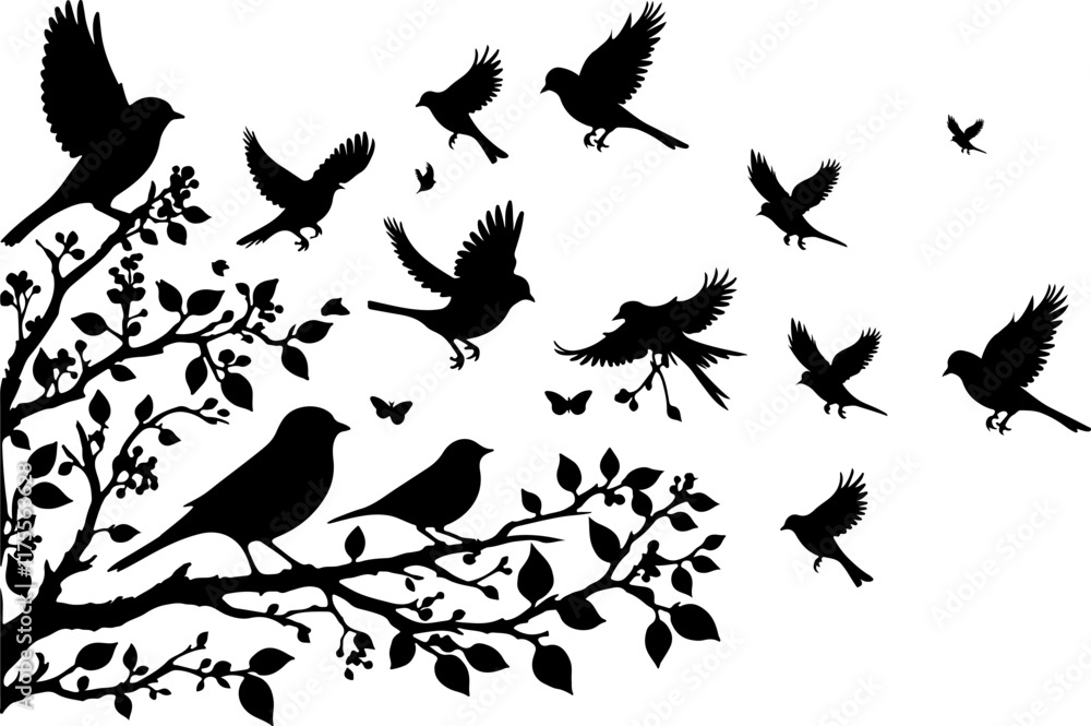 Fototapeta premium birds on white background