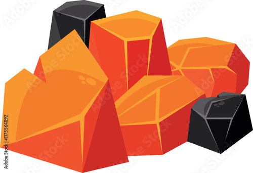 Hot coals pile vector illustration