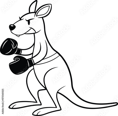 Cartoon illustration of a kangaroo wearing boxing gloves vector, cartoon illustration of a kangaroo wearing boxing gloves silhouette, cartoon illustration of a kangaroo wearing boxing gloves line art 