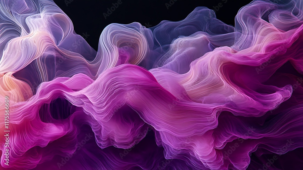Obraz premium Magenta pastel smoke fluffy ink cloud design generative AI black canvas