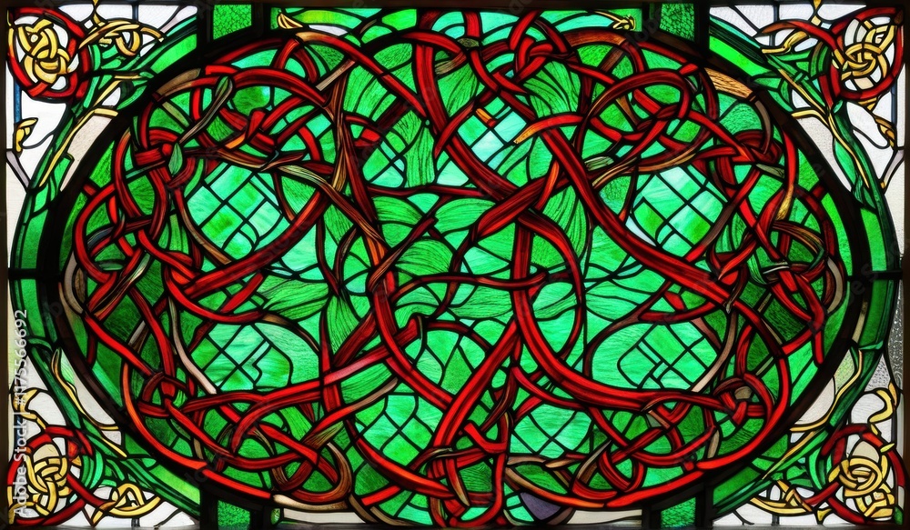 A vibrant abstract stained glass window, showcasing a kaleidoscope of colors and intricate patterns. A vibrant abstract stained glass window, showcasing a kaleidoscope of colors and intricate patterns.