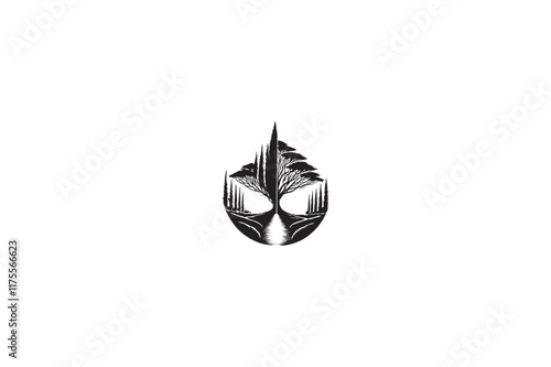 Cypress tree vector silhouette image made by adobe illustrator..eps