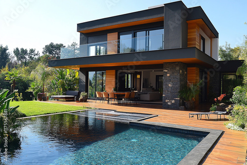 Wallpaper Mural Modern Luxury Home with Pool and Extensive Landscaping Torontodigital.ca