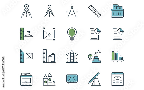 Graphic design line icons Vector illustration