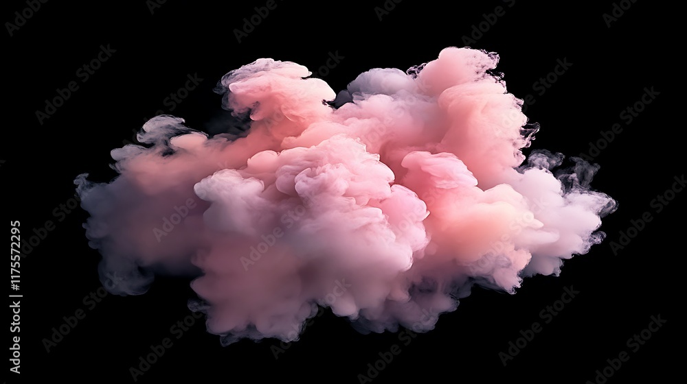 Soft pastel ink cloud in pink magenta hues on black canvas generative AI Soft pastel ink cloud in pink magenta hues on black canvas generative AI