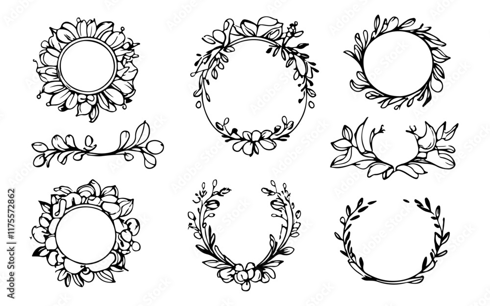 set of laurel wreaths monograms vector illustrations set of laurel wreaths monograms vector illustrations