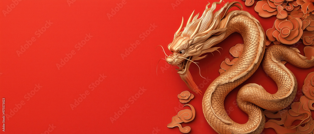 Chinese new year dragon wallpaper vibrant red background with copy space Chinese new year dragon wallpaper vibrant red background with copy space