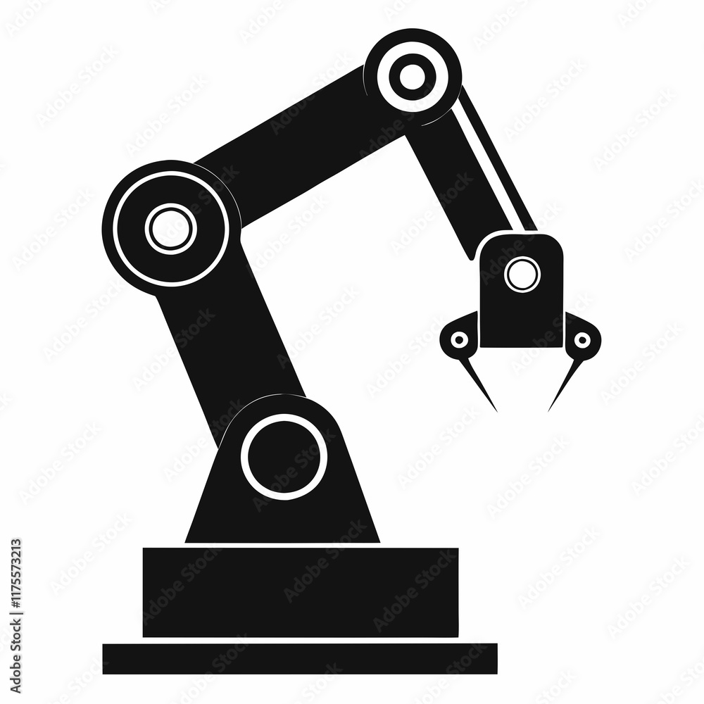 Industrial Robot Arm Silhouette Vector Industrial Robot Arm Silhouette Vector