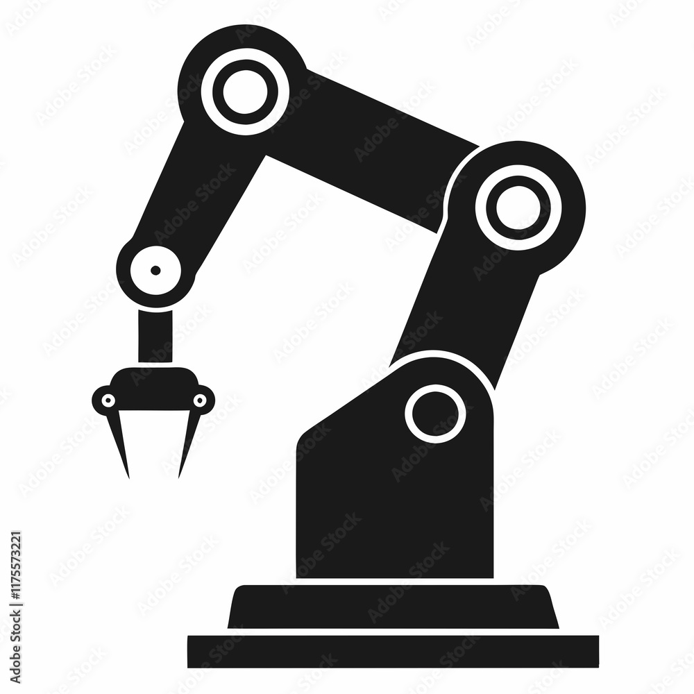 Industrial Robot Arm Silhouette Vector Industrial Robot Arm Silhouette Vector