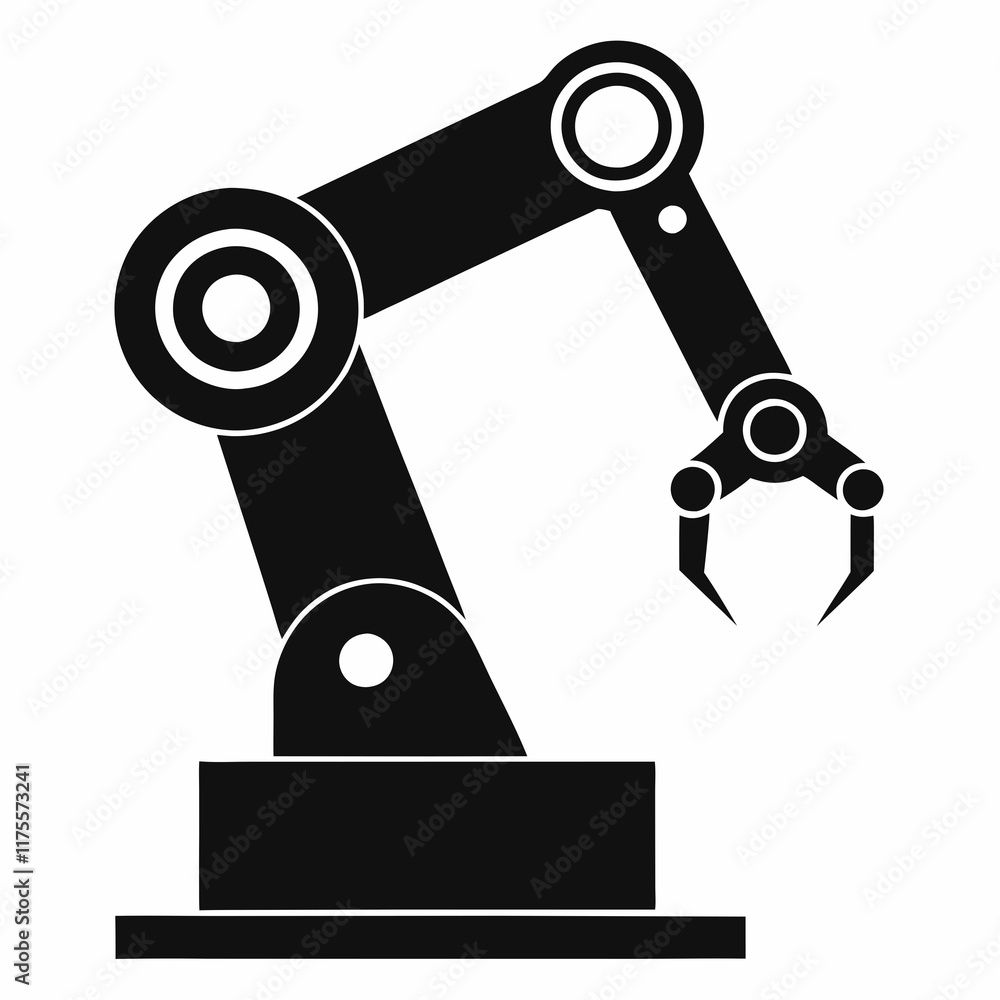 Industrial Robot Arm Silhouette Vector Industrial Robot Arm Silhouette Vector