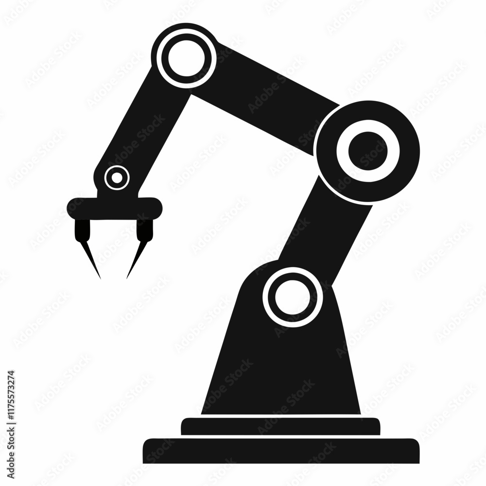 Industrial Robot Arm Silhouette Vector Industrial Robot Arm Silhouette Vector