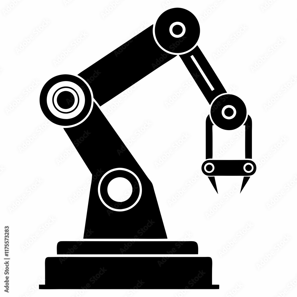 Industrial Robot Arm Silhouette Vector Industrial Robot Arm Silhouette Vector