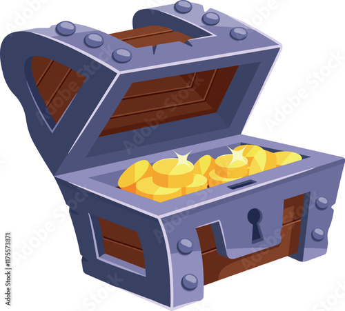 Treasure chest with money coin