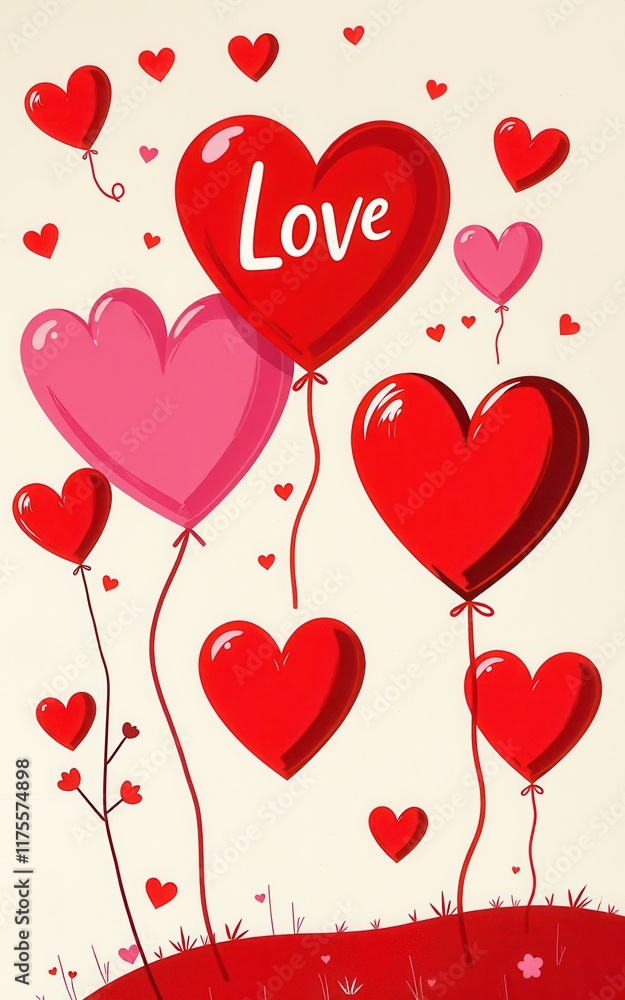 Romantic illustration with hearts. Romantic illustration with hearts.