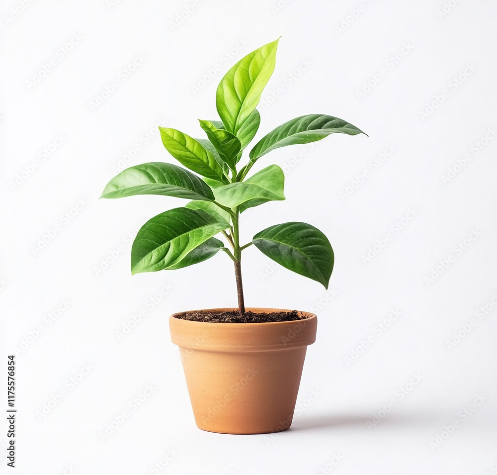 Modern ceramic pot with a green leafy plant
Modern ceramic pot with a green leafy plant