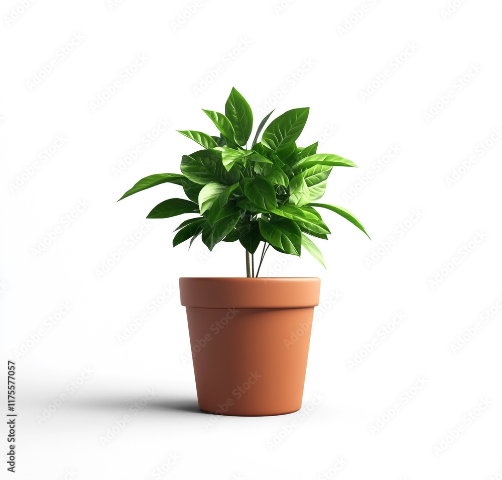 Fototapeta premium A green plant in a ceramic pot