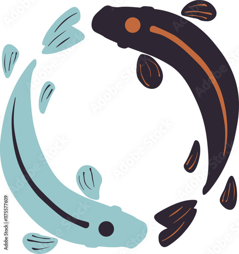 Yin and Yang Koi Fish Abstract Illustration