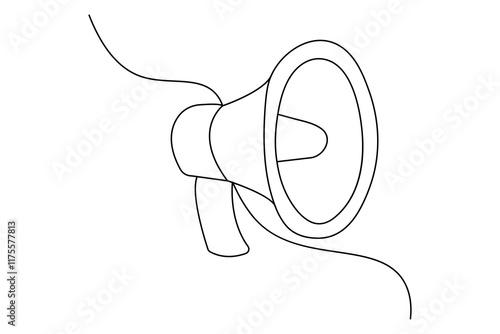 Continuous one line megaphone drawing of speaker horn vector icon
