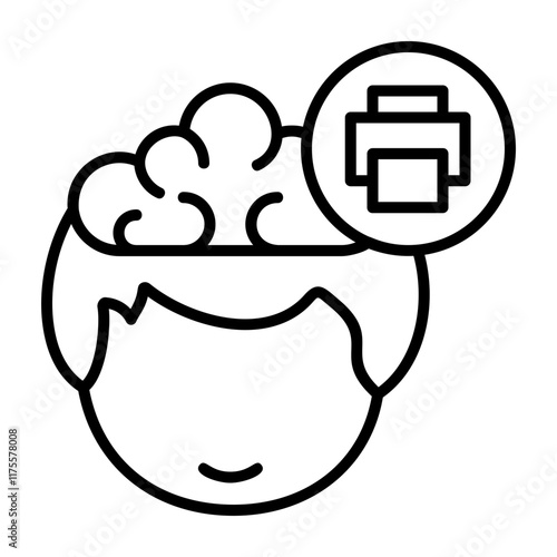 Print Human Mind Outline Style Icon