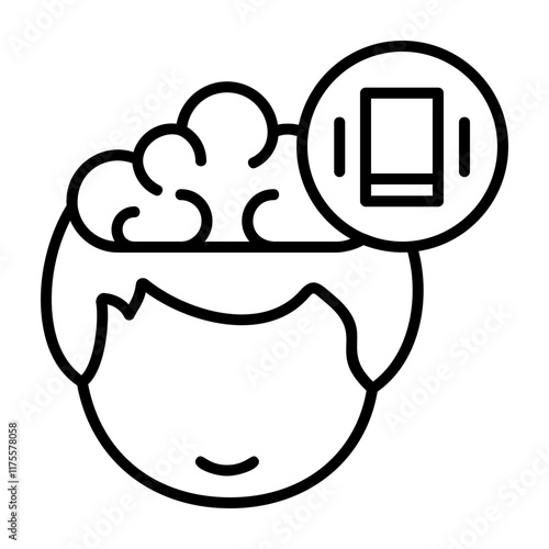 Vibrate Human Mind Outline Style Icon